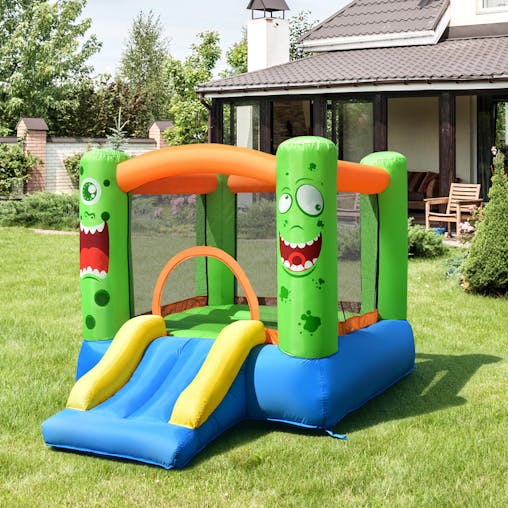 NNECW Inflatable Bounce Playhouse with Basketball Rim & Slide & Carrying Bag with Blower