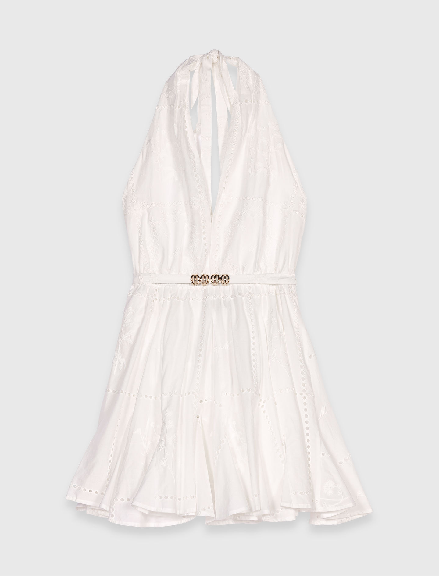 Robe courte brodée dos nu