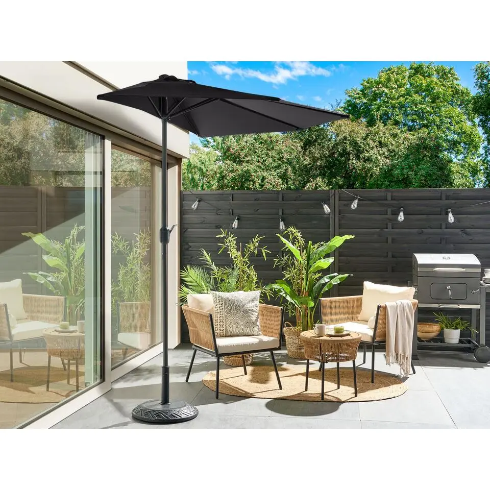 GALATI - Halfronde parasol - Zwart - 270 cm - Polyester