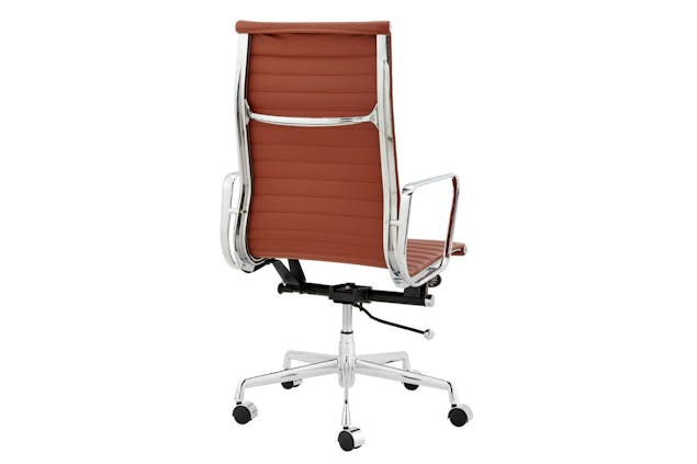 NNEKGE Replica Eames Group Standard Aluminium High Back Office Chair (Tan Leather)
