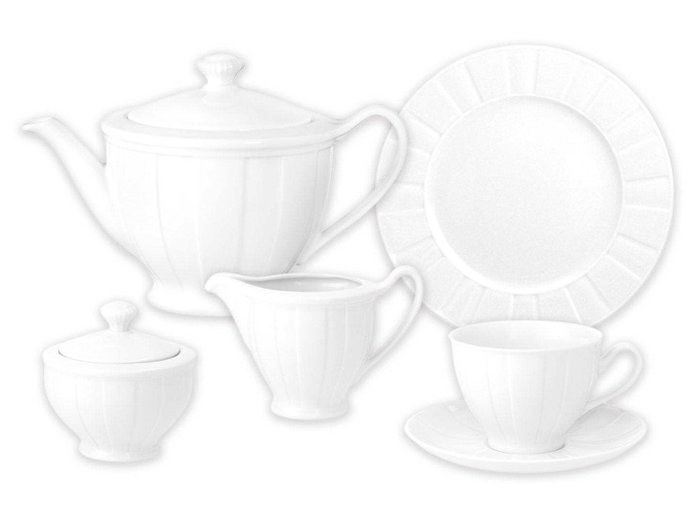 Kompletkawowy Ćmielów Oktawa porcelana 21 el. biały