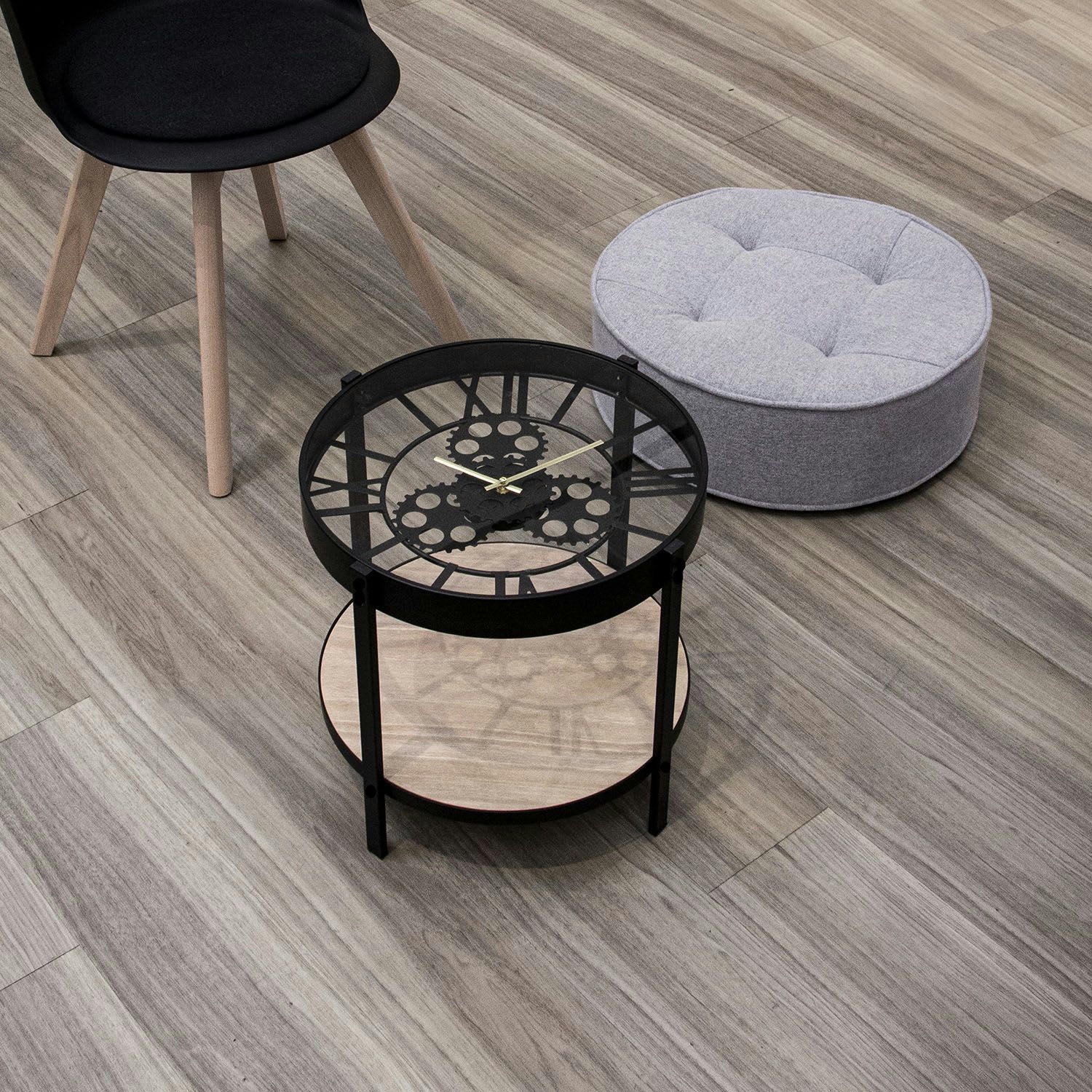 HORLOGE - Table d'appoint horloge noir