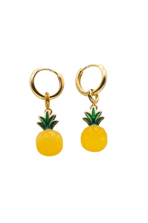Harvest — Jade Stone Charm Earrings in Pineapple
