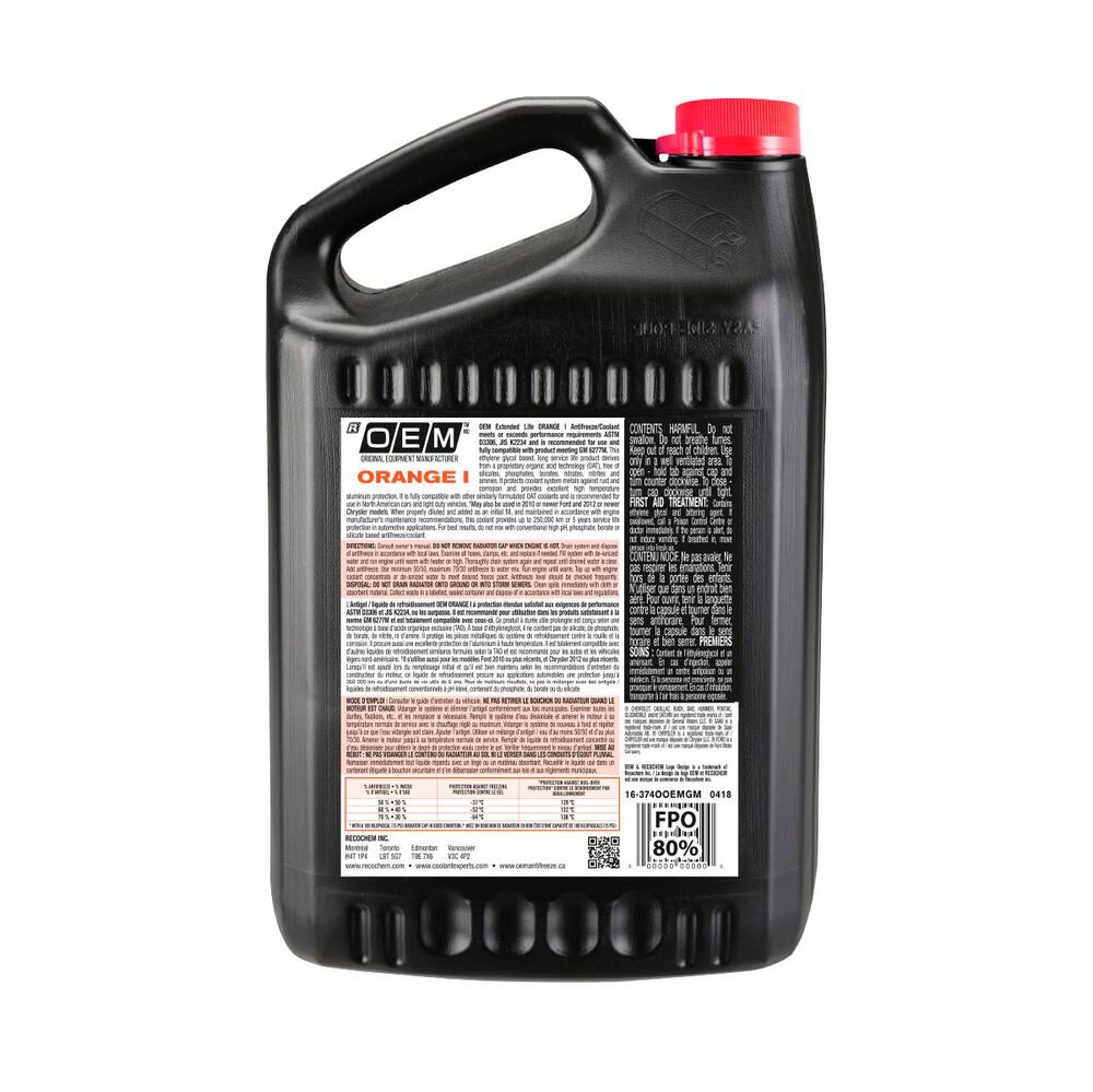 OEM Concentrated Anti-Freeze/Coolant, Chevrolet/Buick/Saturn, Orange, 3.78-L