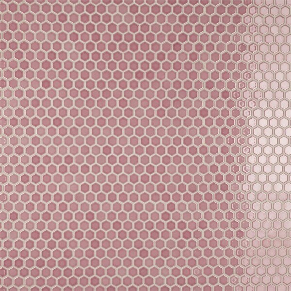 Merola Tile Tribeca 1" Hex Glossy Blush 11.86" x 10.25" Porcelain Mosaic Floor and Wall Tile