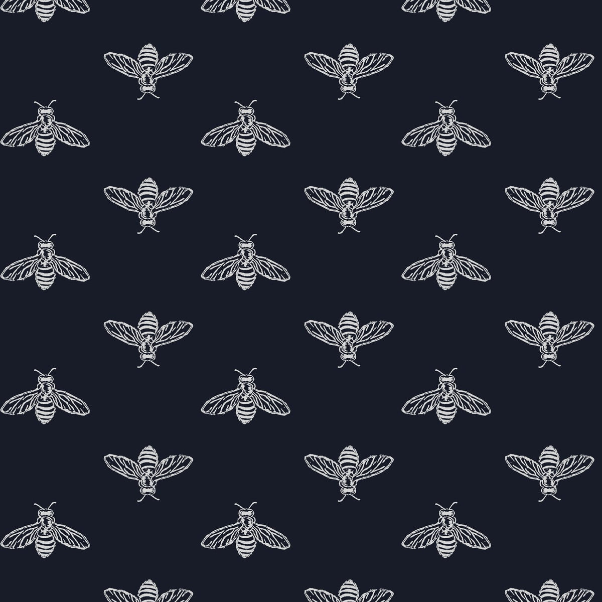 Joules Vliesbehang - Block Print Bee French - Donkerblauw - 10mx52cm