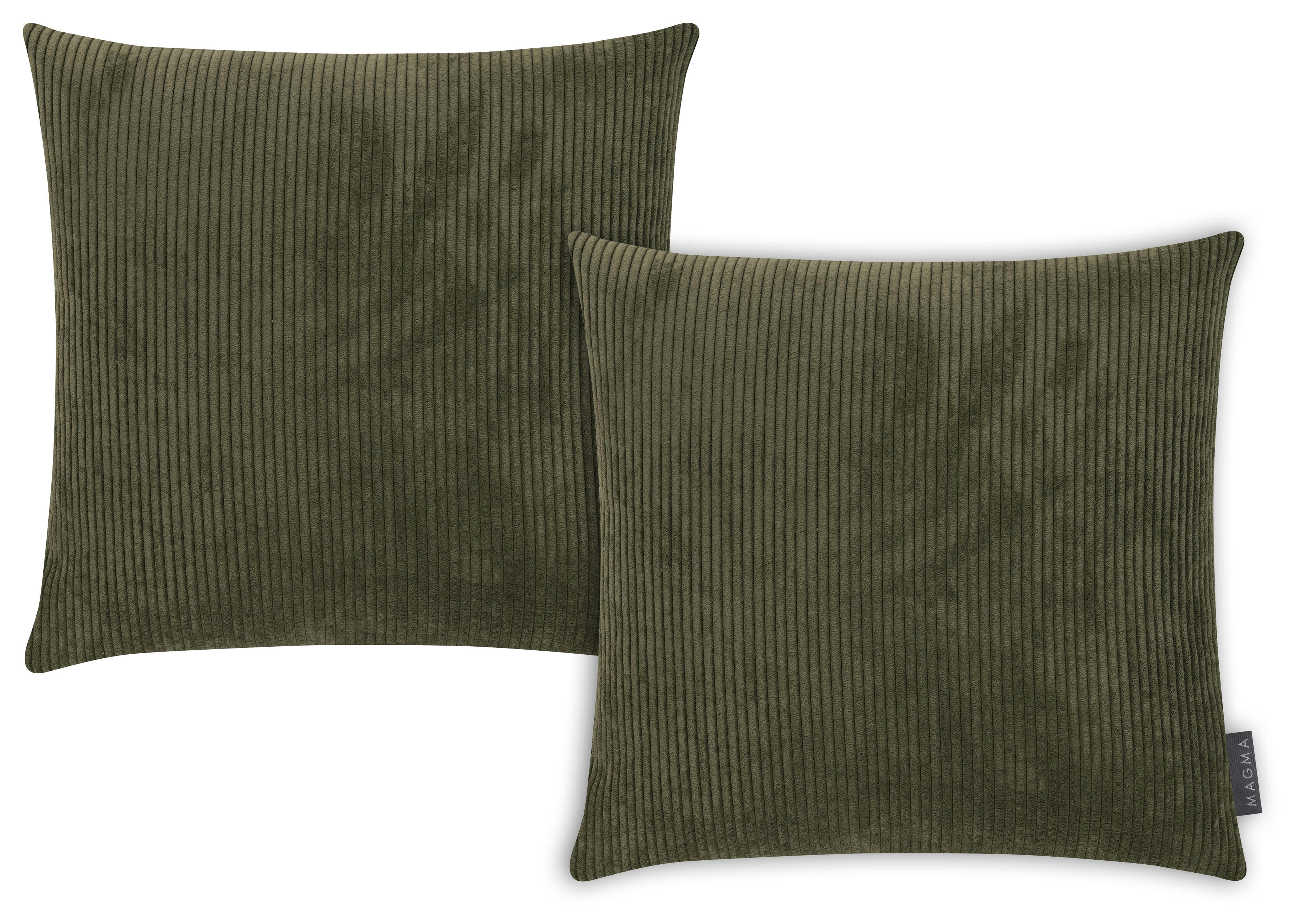 INGA - Housses de coussin velours cotelé vert - Lot de 2 - 40x40