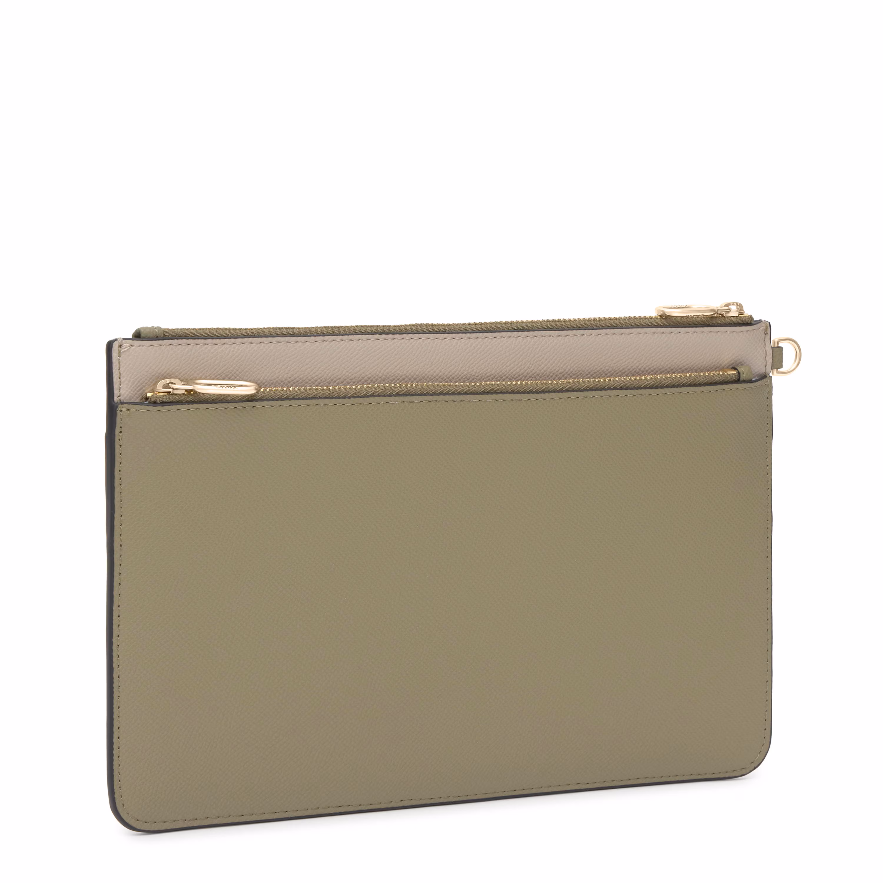 Clutch topo y verde oliva Audree Saffiano