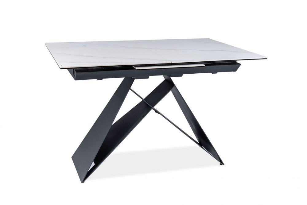 Stół rozkładany WESTIN SC 120(160)x80 biały marmur/czarny ma