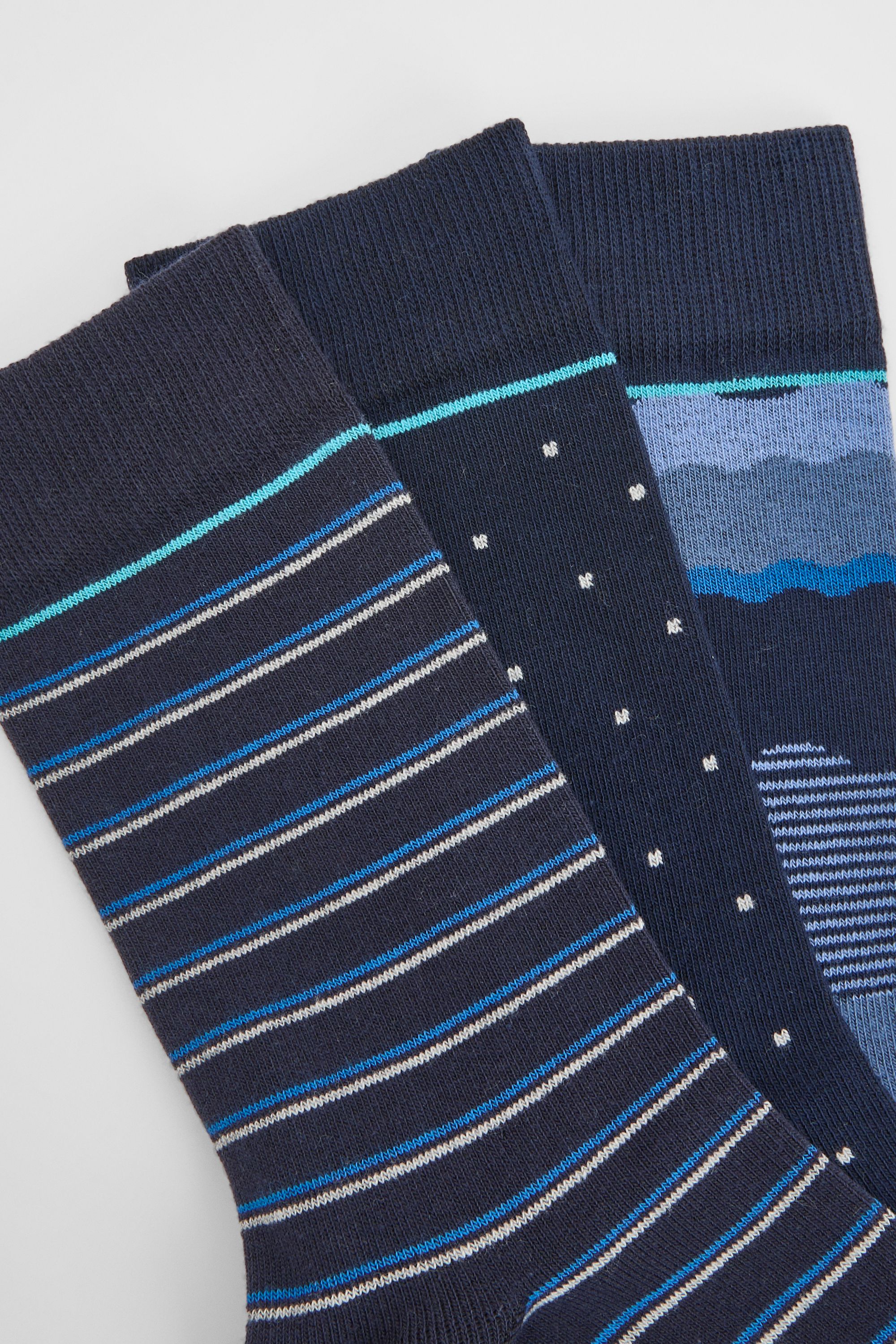 Maine Navy 3 Pack Mixed Patterned Socks