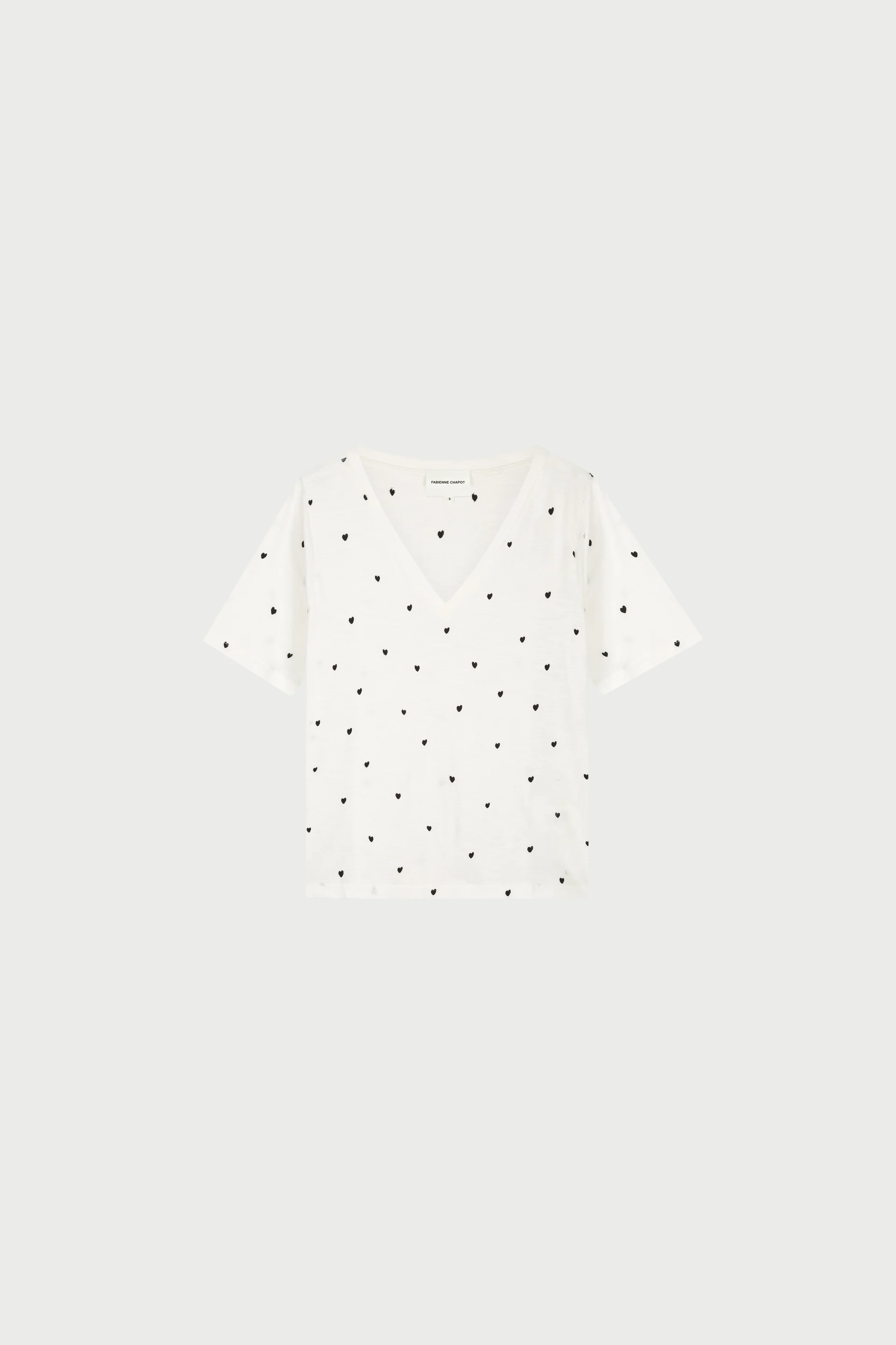 Phil V-Neck T-shirt | Cosy White/Black