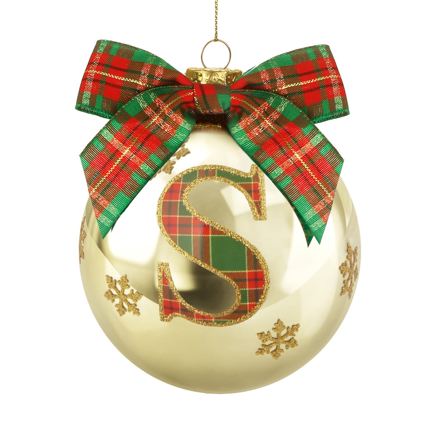Pallina Natale lettera S 10 cm oro