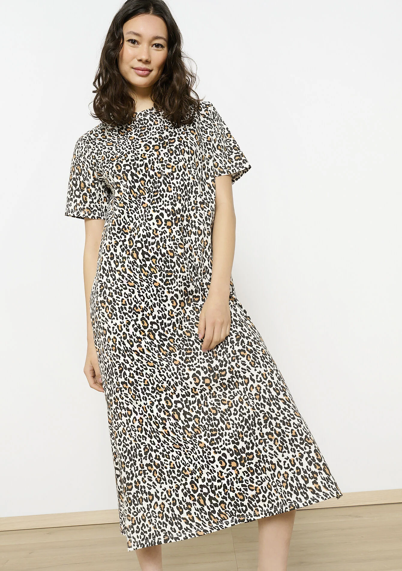 T-shirt jurk met luipaardprint