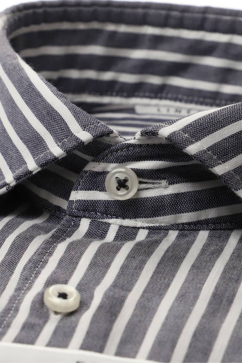 ETERNA 1863 Slim Fit Leinenhemd blau, Gestreift