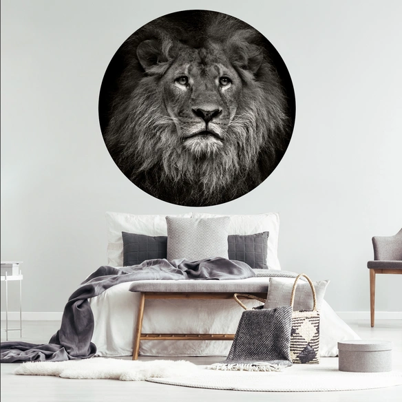 Vliestapete »Lion«, Tiermotiv, Löwe, grau/weiß, matt