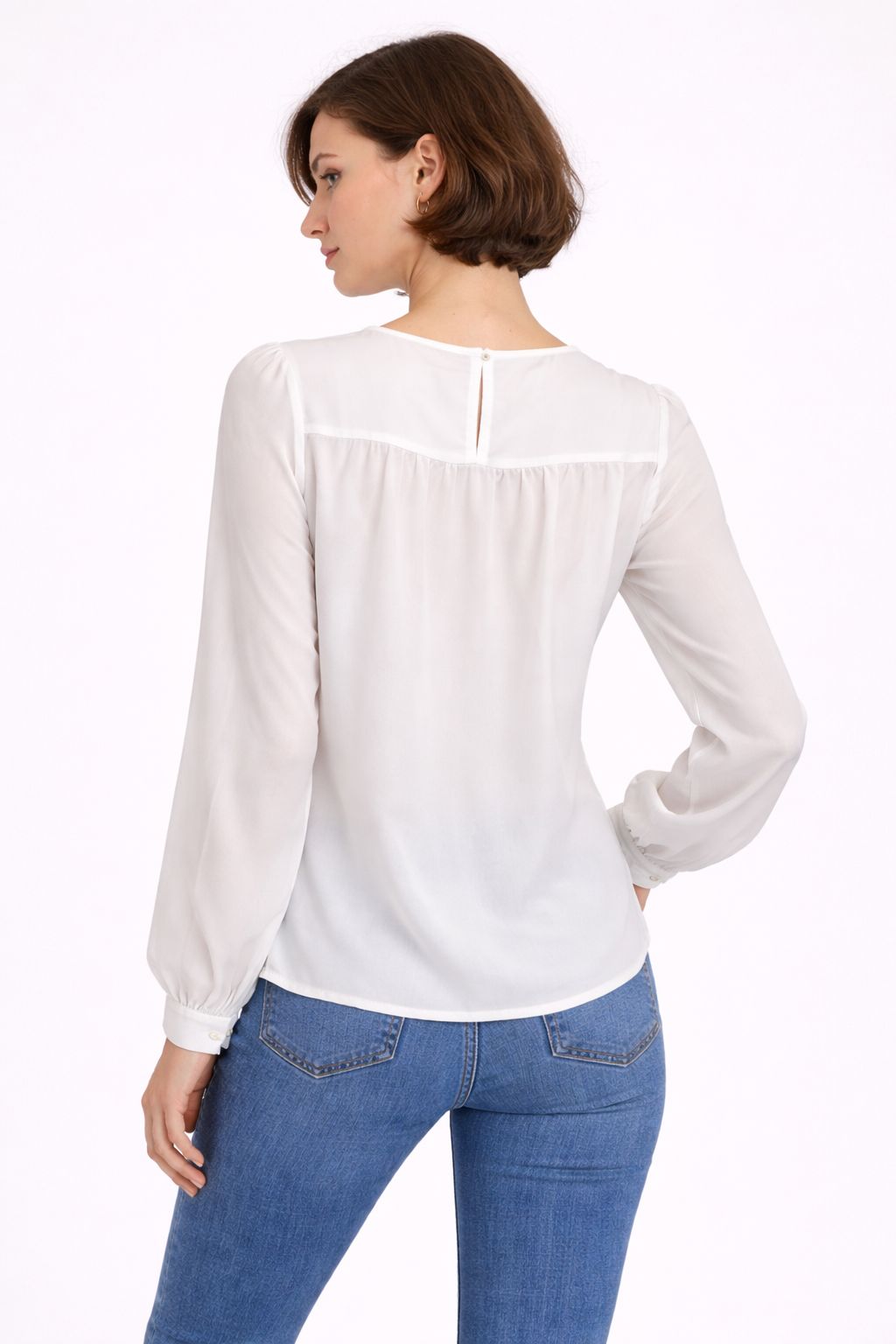 Cutie London Ruffle Front V-Neck Blouse