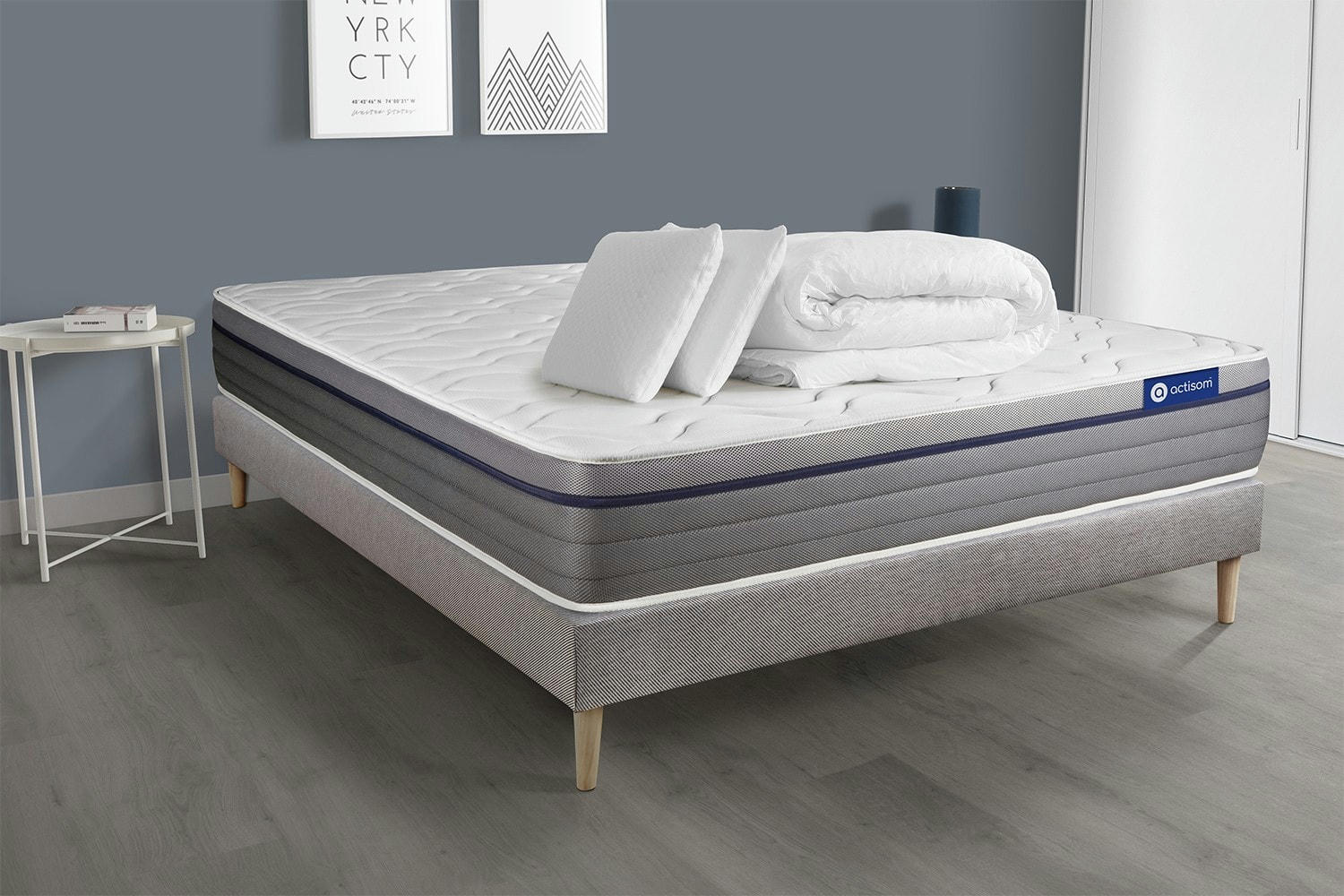 ACTIFLEX ZEN - Pack prêt à dormir 160x200 cm sommier kit gris