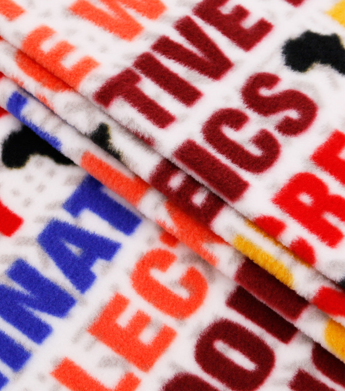 Black History Month Multicolor Words Anti Pill Fleece Fabric