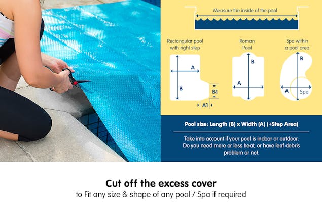 NNEDPE 400micron Swimming Pool Roller Cover Combo - Silver/Blue - 6.5m x 3m