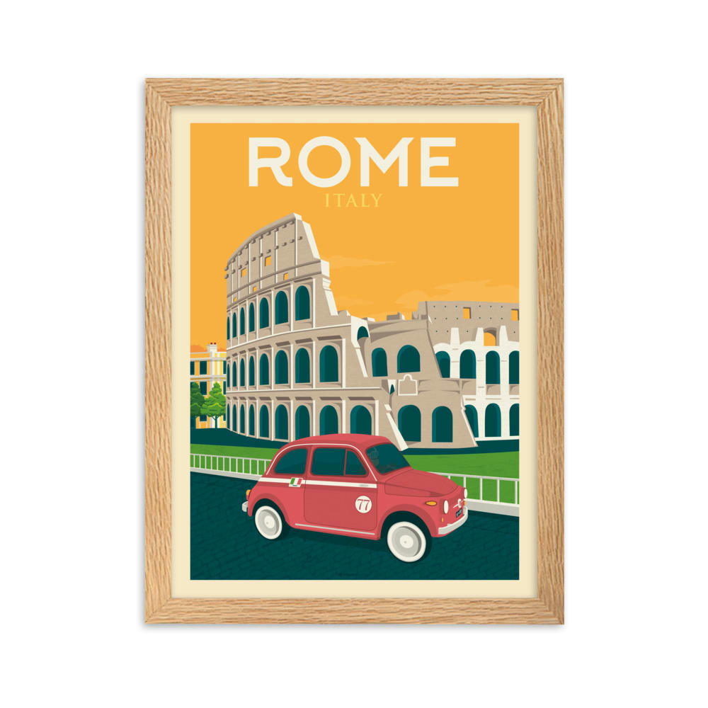 - Affiche Rome Italie avec Cadre (Bois) 21x29,7 cm