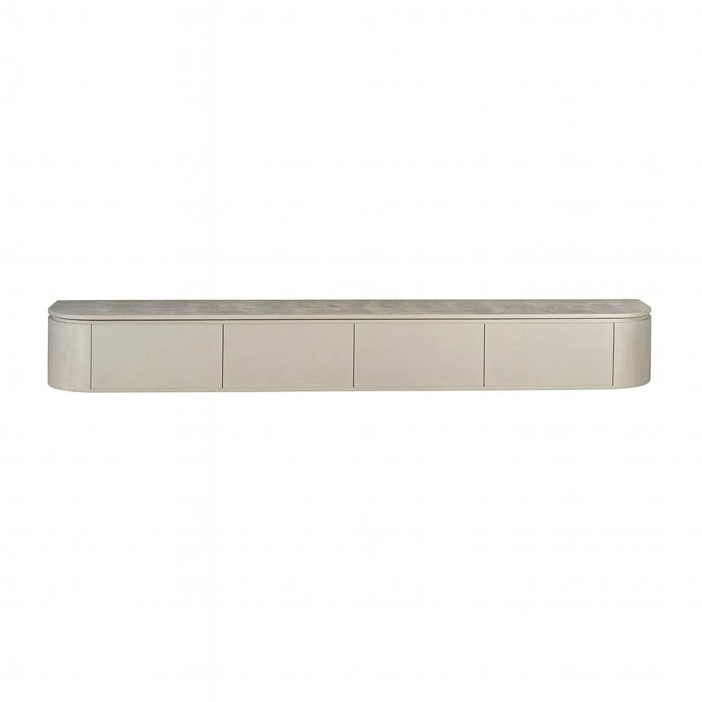 Meuble TV suspendu bois gris 4 portes AREZZO