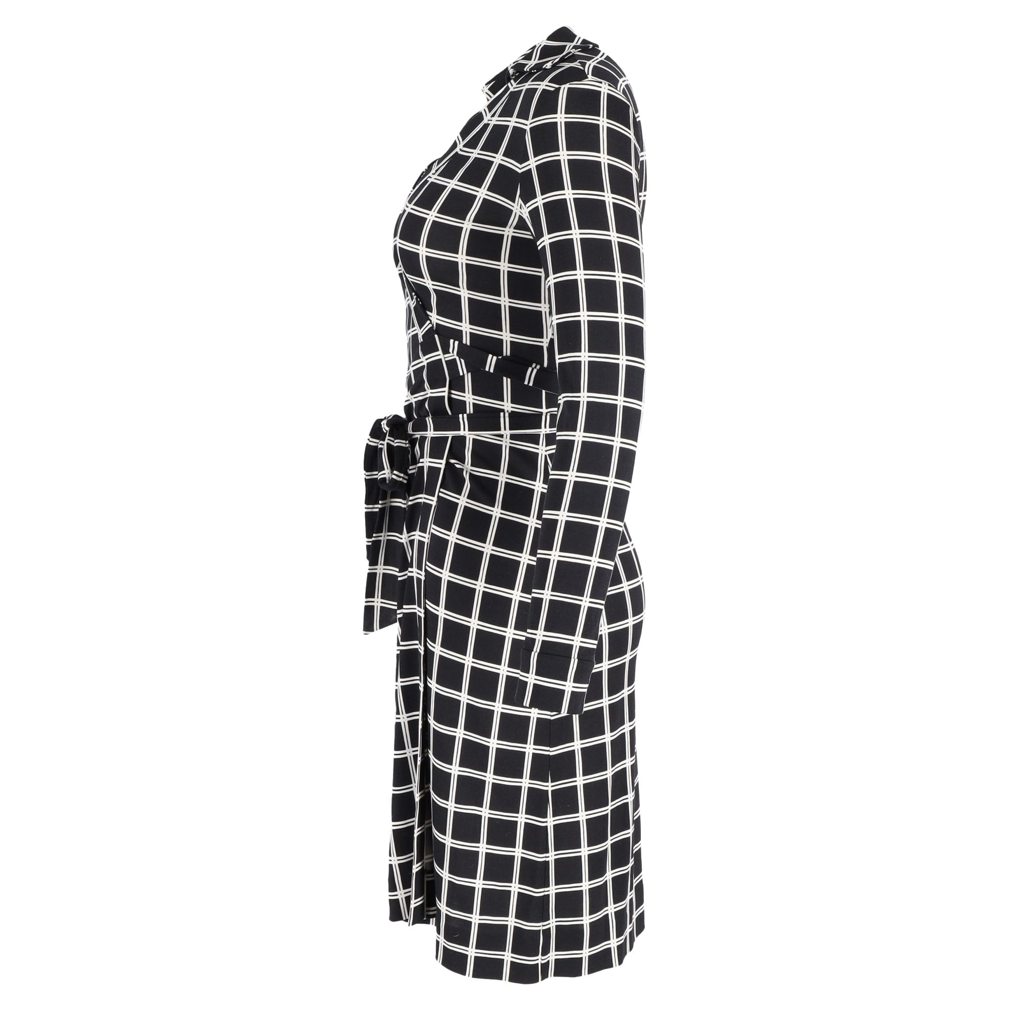 Diane Von Furstenberg Preloved Checkered Wrap Dress in Black Viscose