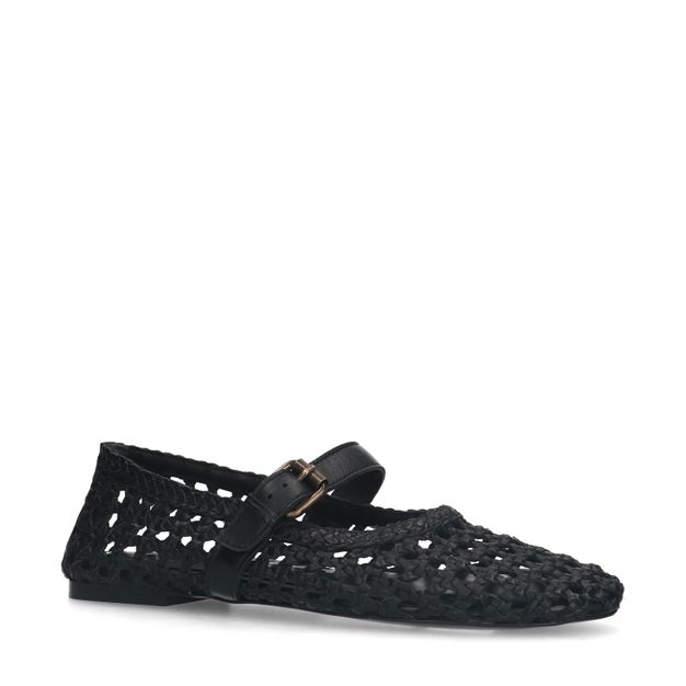 Zwarte leren fishnet ballerina's