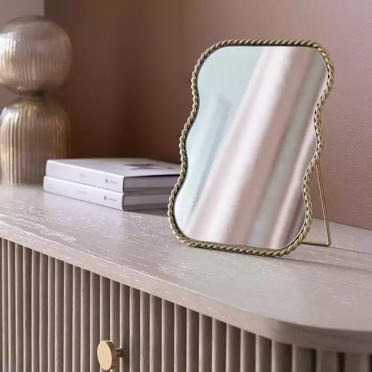 Habitat Gold Rope Twist Dressing Table Mirror - 21x16cm