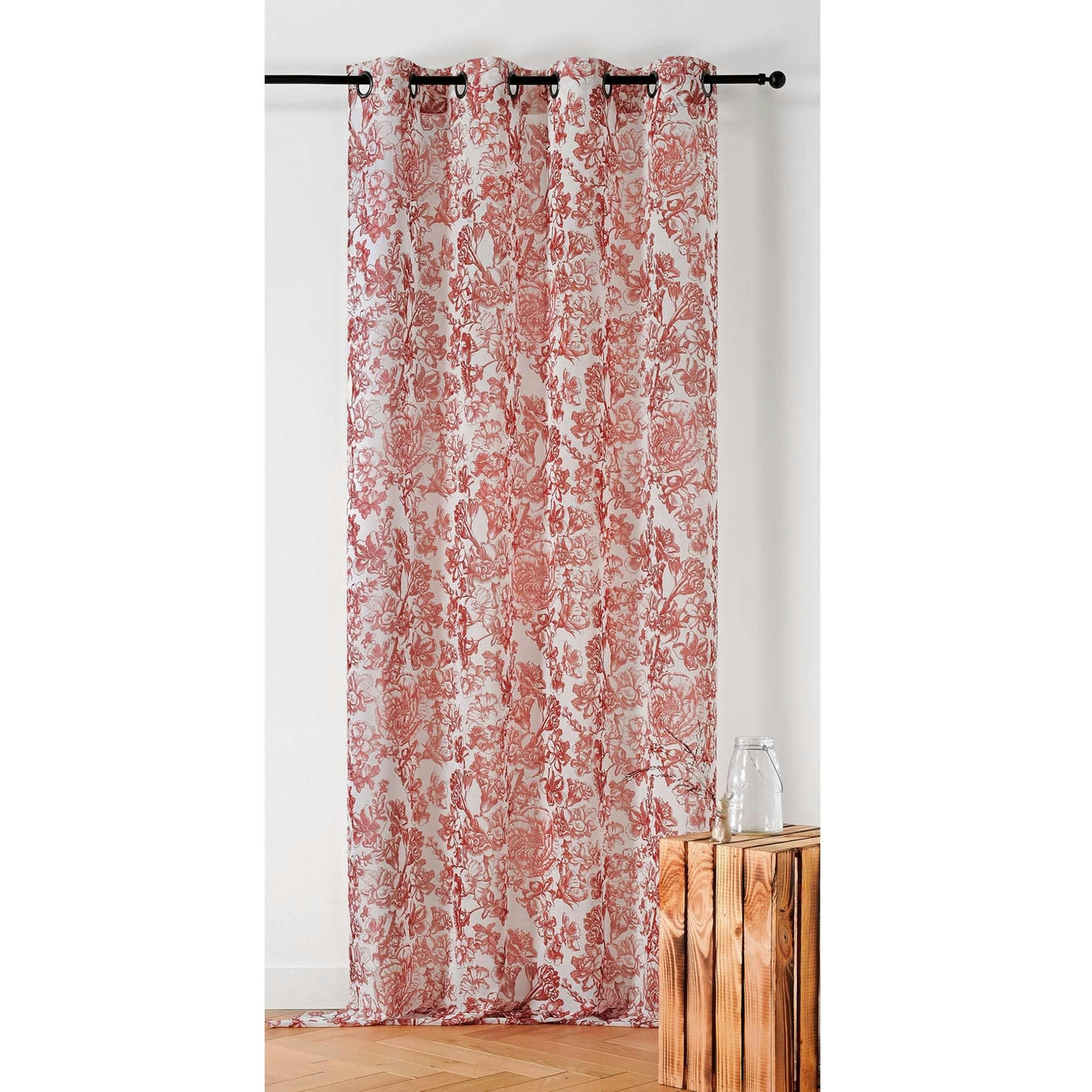 - Voilage imprimé floral polyester cuivre 145x280 cm