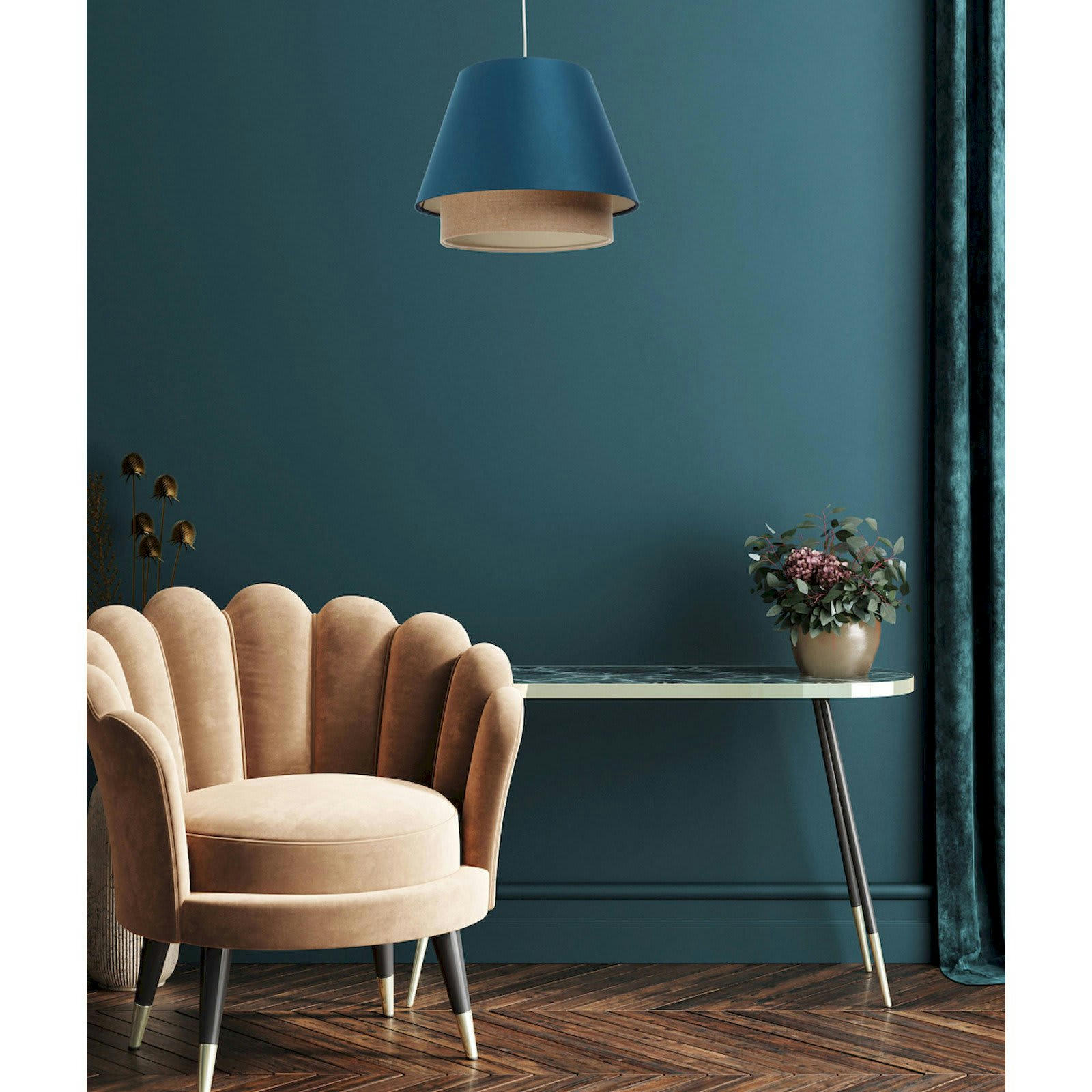 SENSEI - Suspension Tissu Bleu 40x40x31 cm