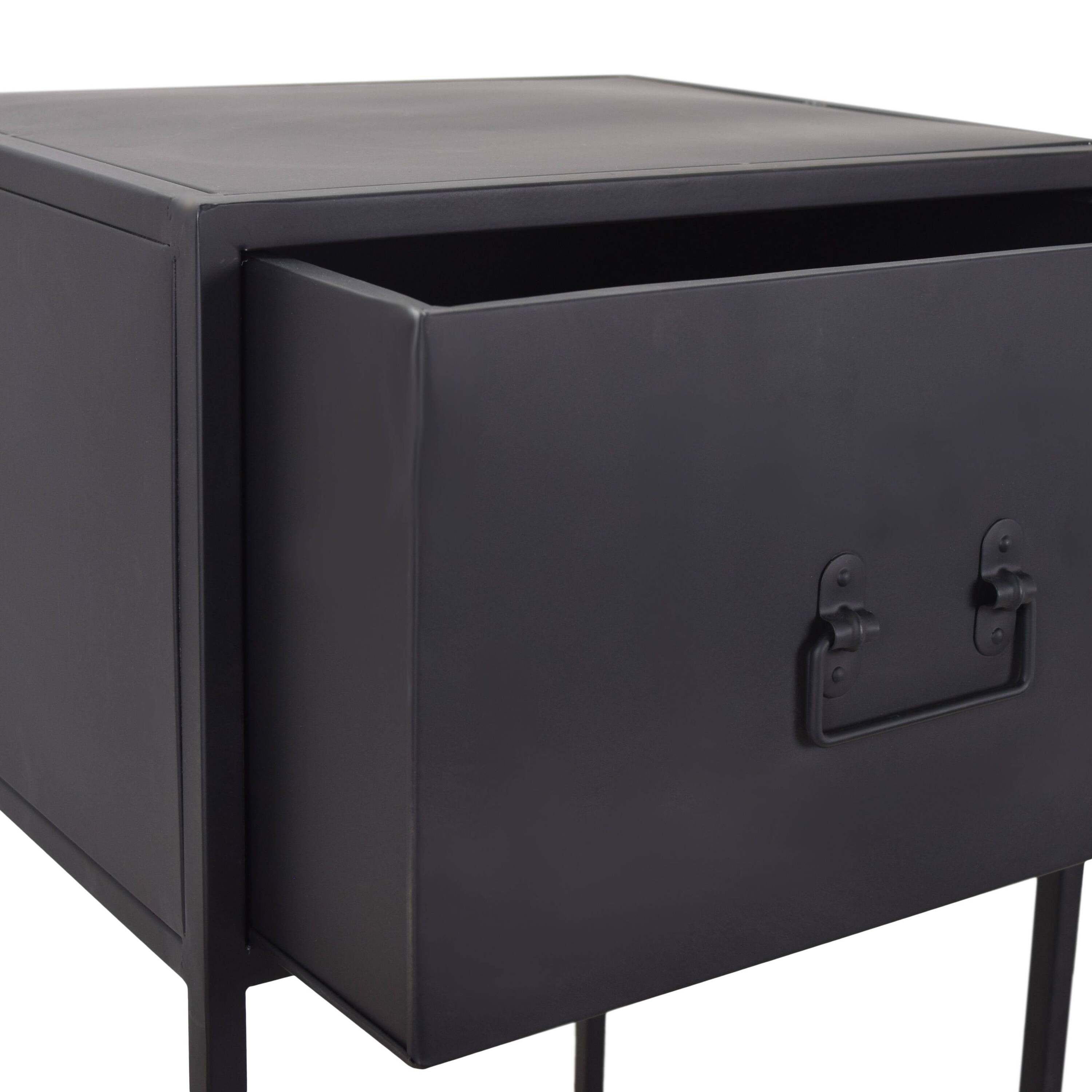 LOFT42 Djax Nachtkastje Hoog met Lade - Zwart - Metaal - 70x40x35