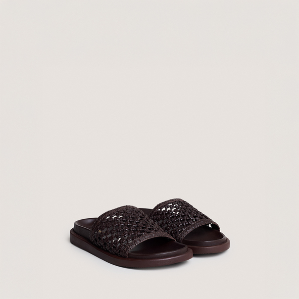 Mules ajouréesen cuir marron foncé | WOZART