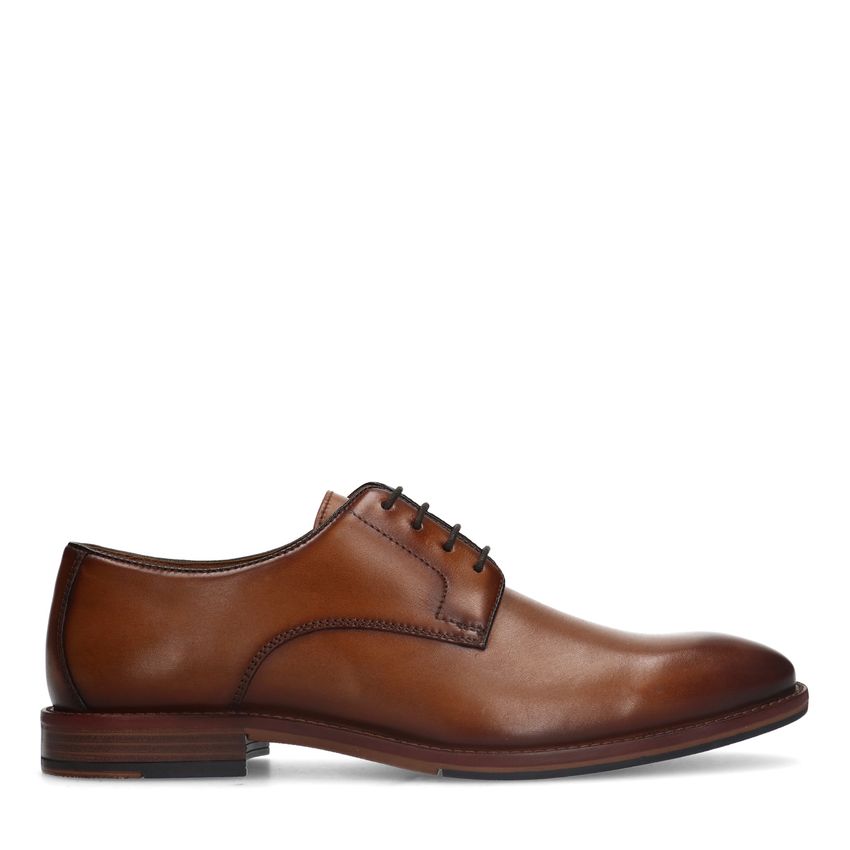 Manfield Cognac leren veterschoenen