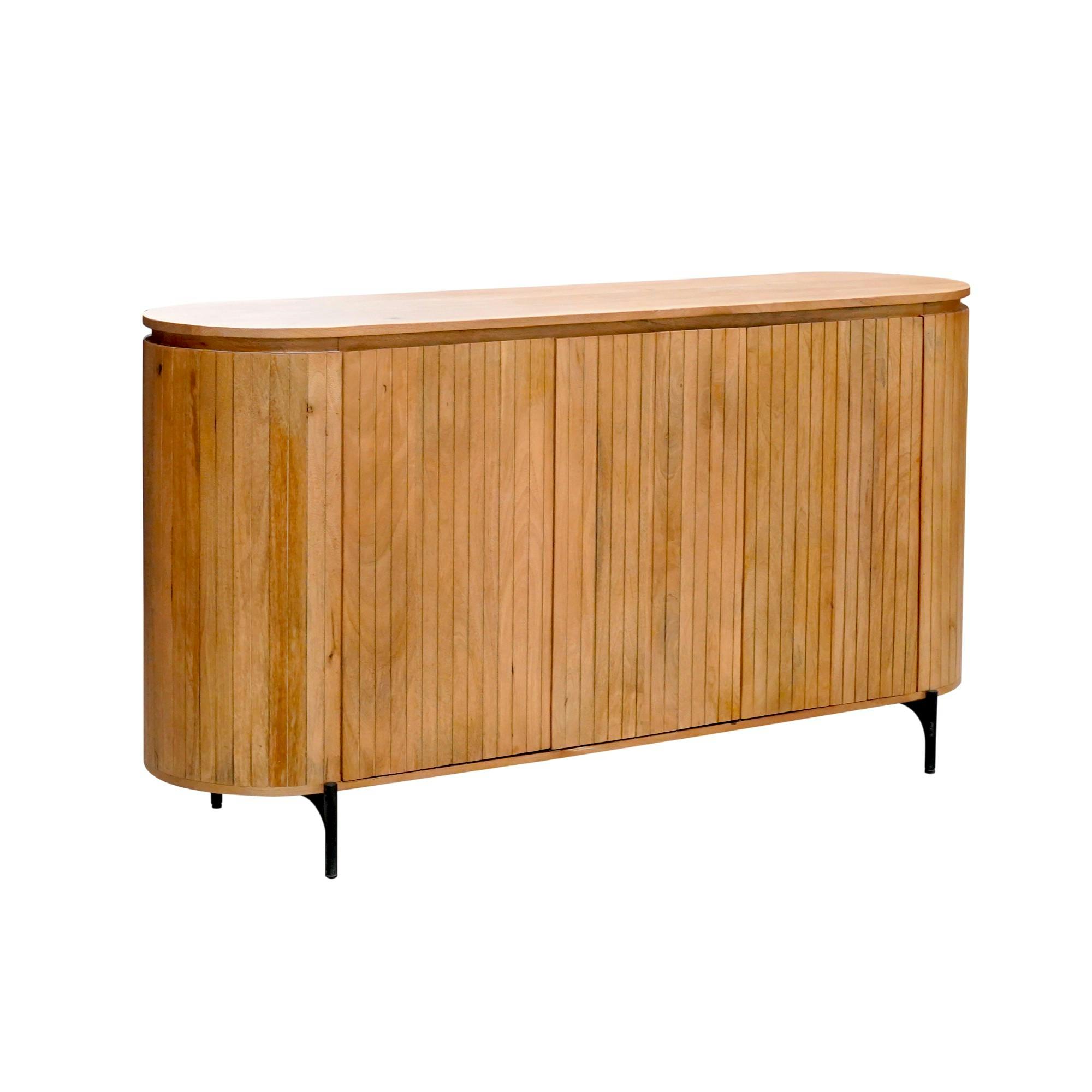Buffet bois rainuré ovale 3 portes CALERO