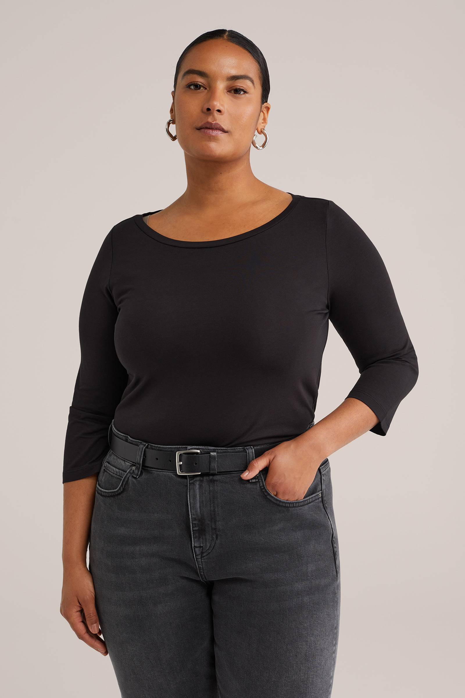 Dames T-shirt met driekwart mouwen - Curve