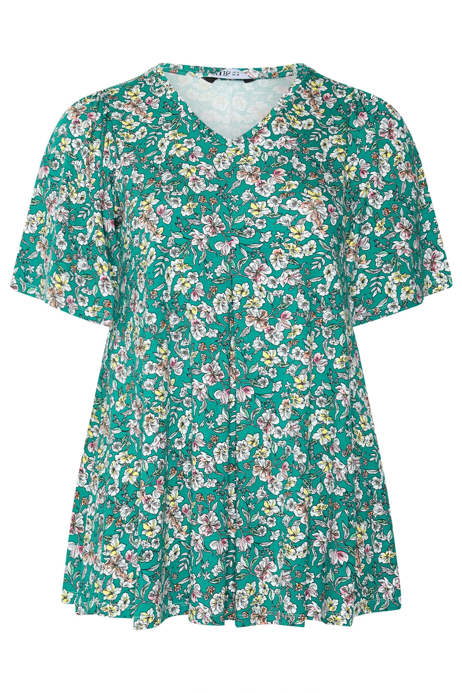 Yours Floral Pleat Front Top