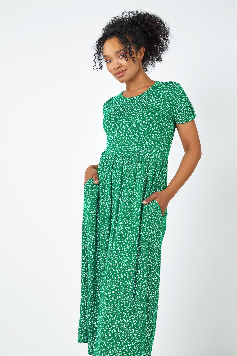Roman Petite Floral Print Midi Dress