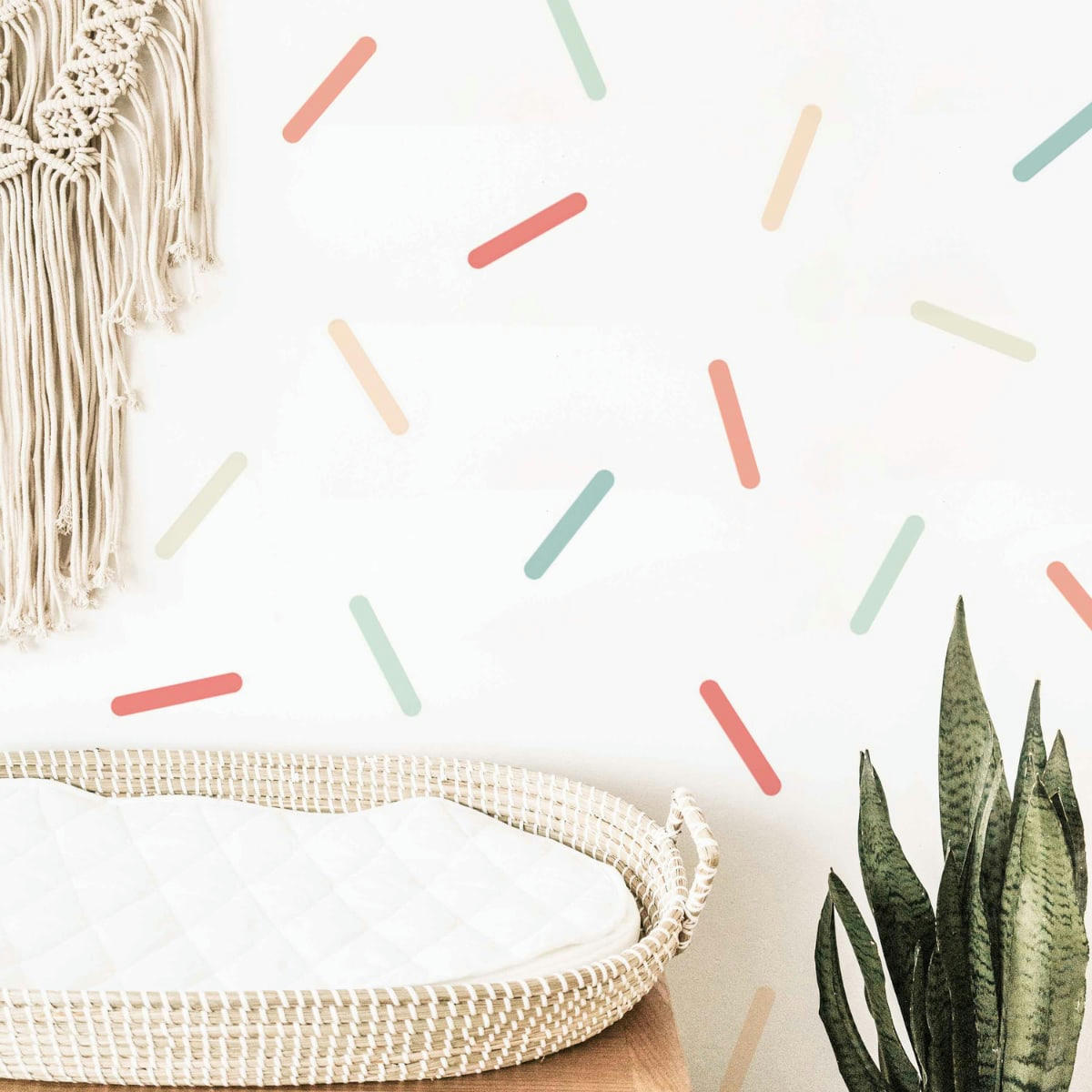 CONFETTI - Stickers muraux en vinyle confettis pêche et vert