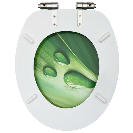 NNEVL WC Toilet Seat with Soft Close Lid MDF Green Water Drop Design