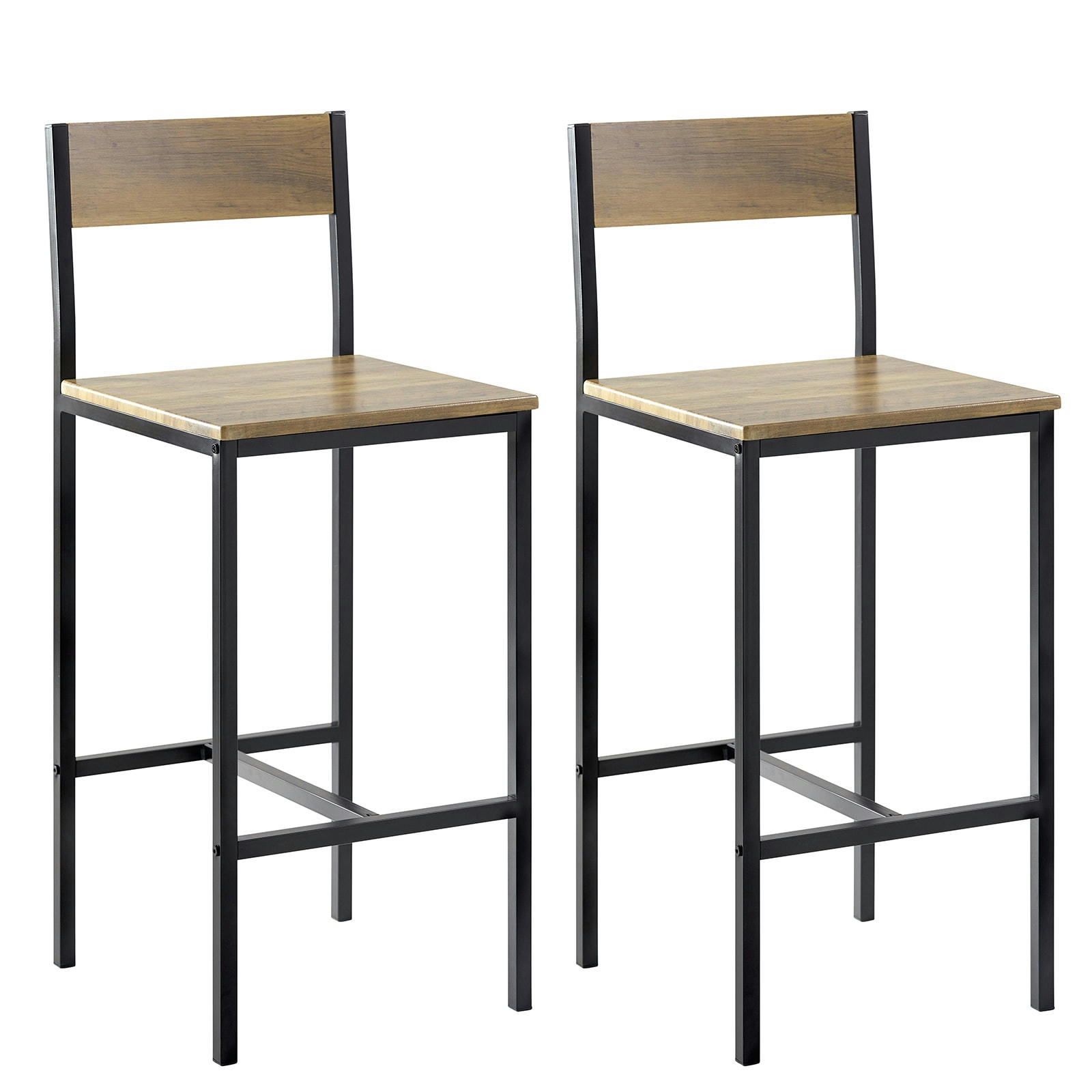 - Lot de 2 Chaises de Bar avec Repose-Pieds effet bois