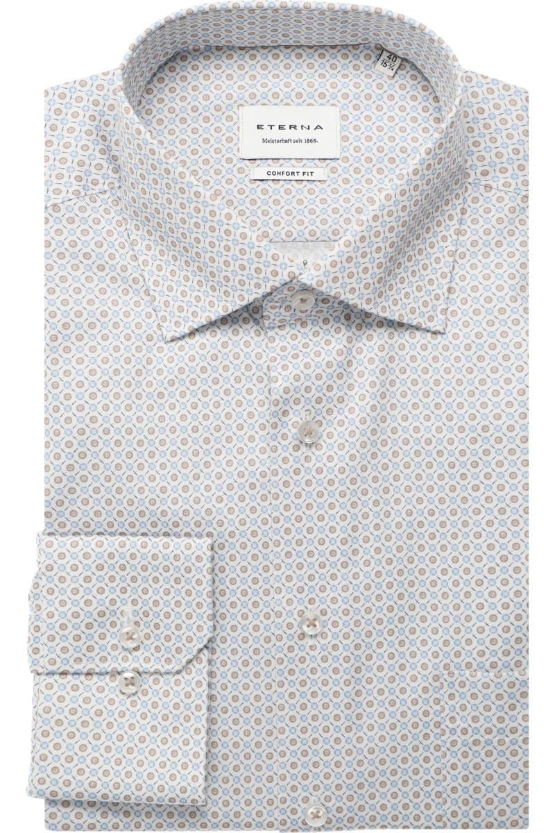 ETERNA Comfort Fit Hemd mittelblau, Bedruckt (super langer Arm)