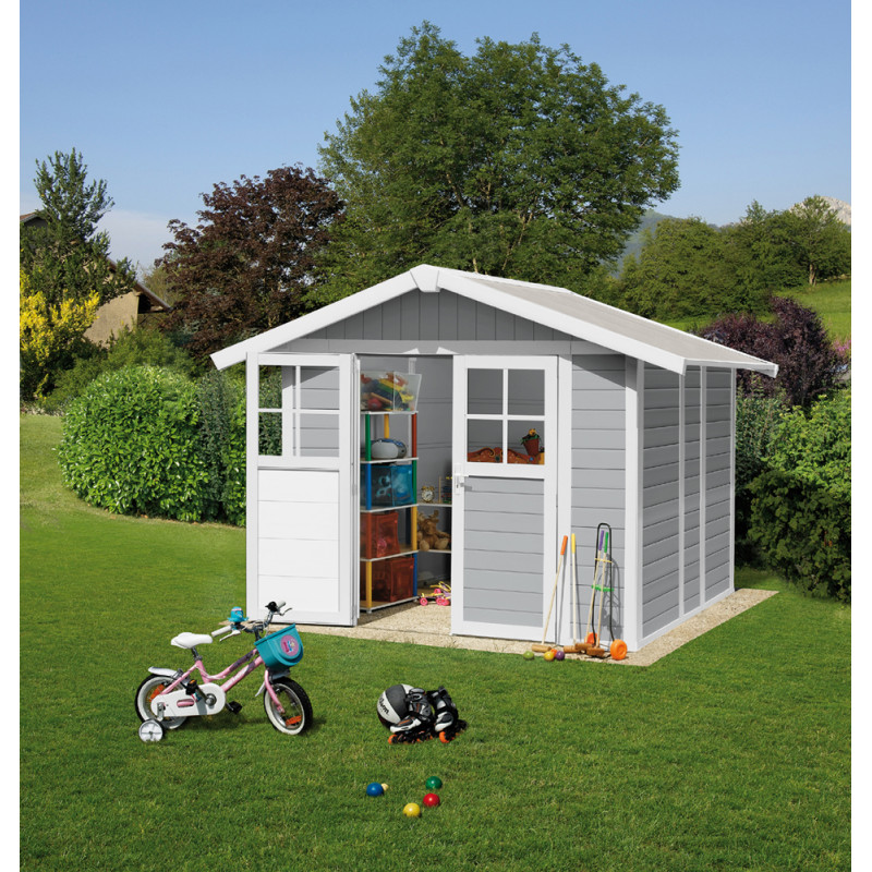Abri de jardin en PVC gris clair 2,42 x 2,02 x 2,36 m GROSFILLEX