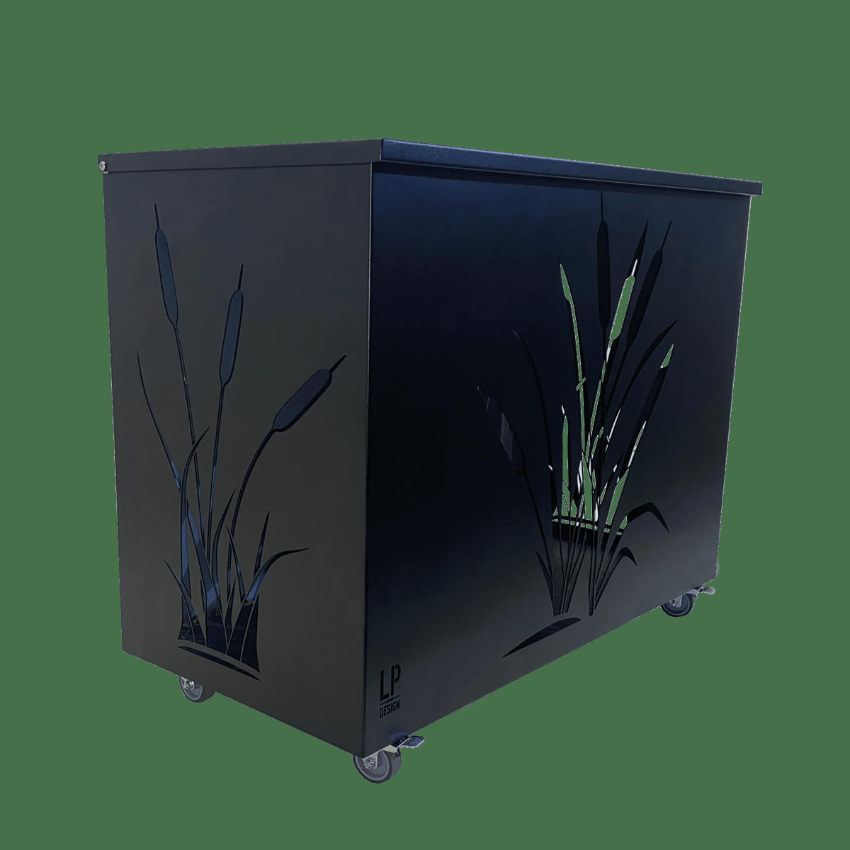 COLLECTION MAISON - Coffre à bûches sur roulettes acier peint noir 80x40cm