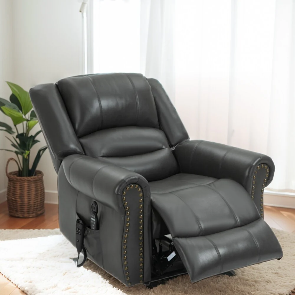 Dual Motor Power Lift Chair, Massage & Heat, USB Ports, PU Leather
