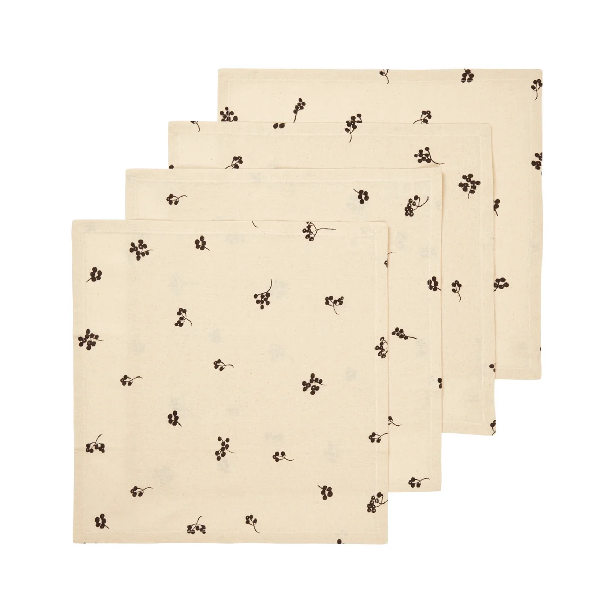 Ferm Living - Baies Serviette, natur / dark chocolate (4er-Set)