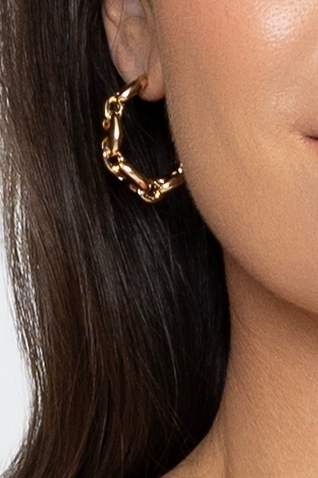 Gold Link Hoop Earrings