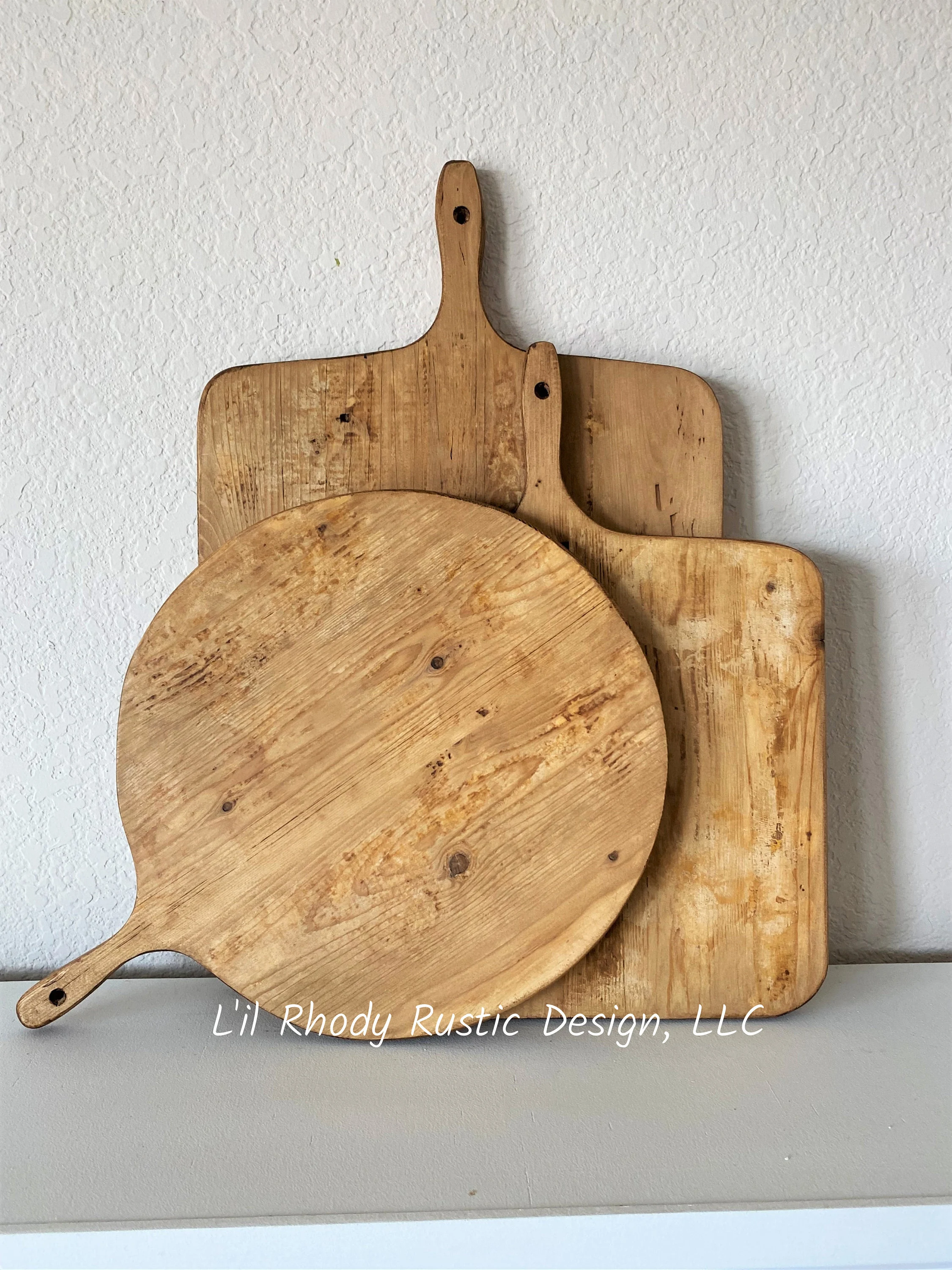 Set of Three Bread Boards, Medium Rectangle, Small Square, and Small Round Bread Board, European Charcuterie Board, Cheese Board, Serving