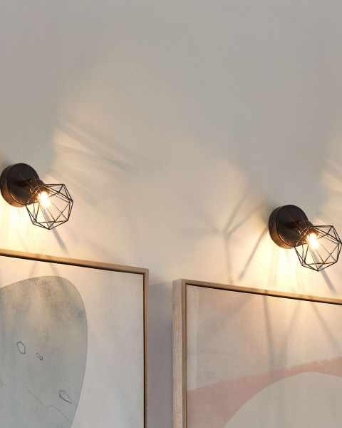 Lampa ścienna 2 kinkiety metalowa czarne