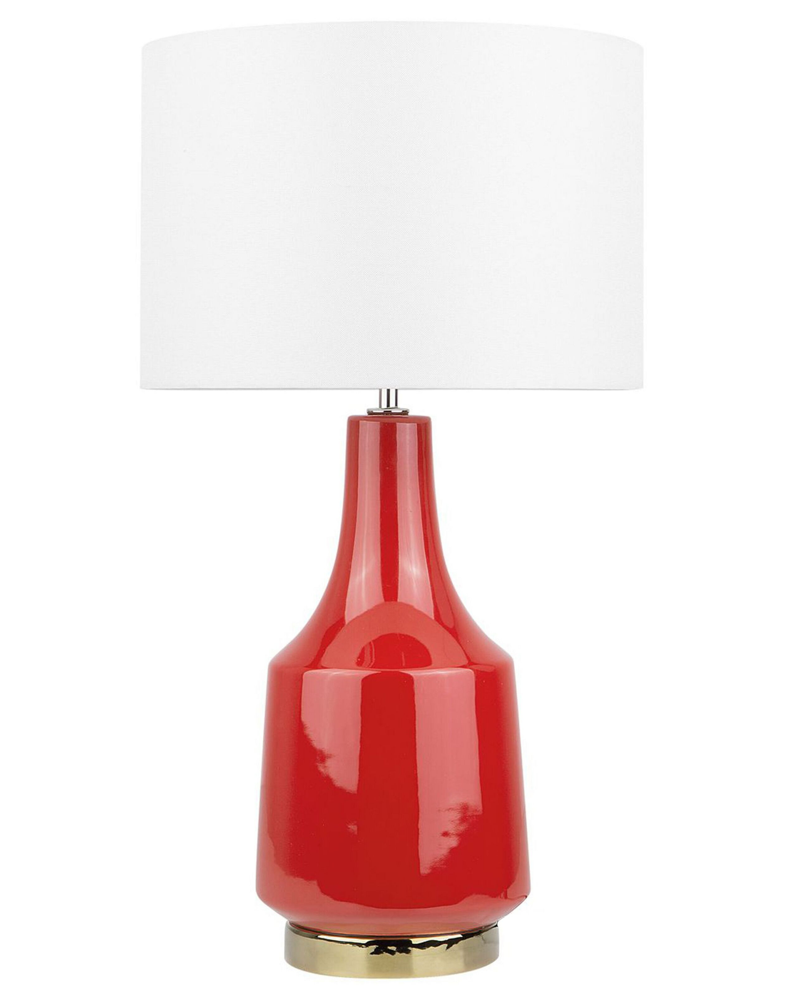Lampa stołowa nocna ceramiczna czerwona