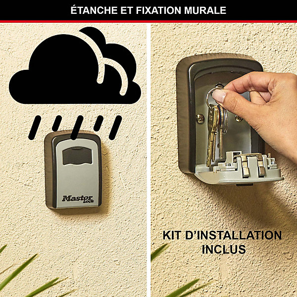 Boîte à clés sécurisée à combinaison programmable et fixation murale Master Lock
